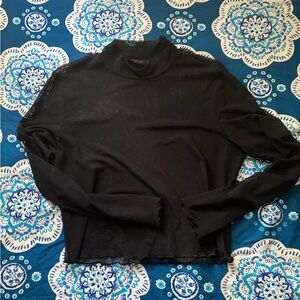 Black Sheer Long Sleeve Top